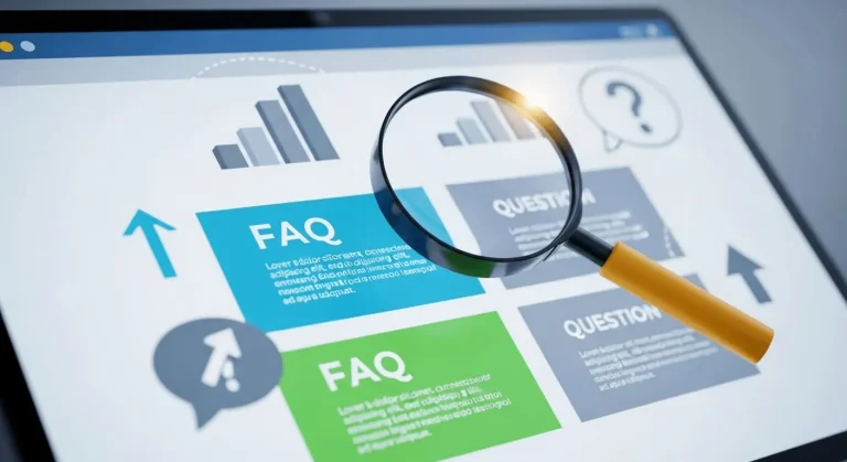 Optimized FAQ page content with charts representing SEO techniques