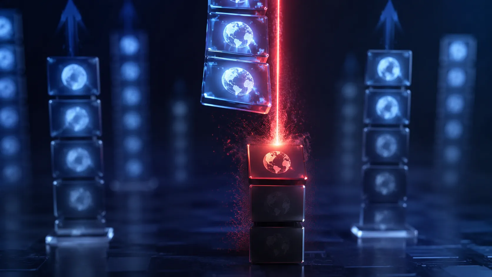 marketing-automation-efficiency-featured Glowing interconnected gears and light paths routing small task tokens automatically above a laptop
