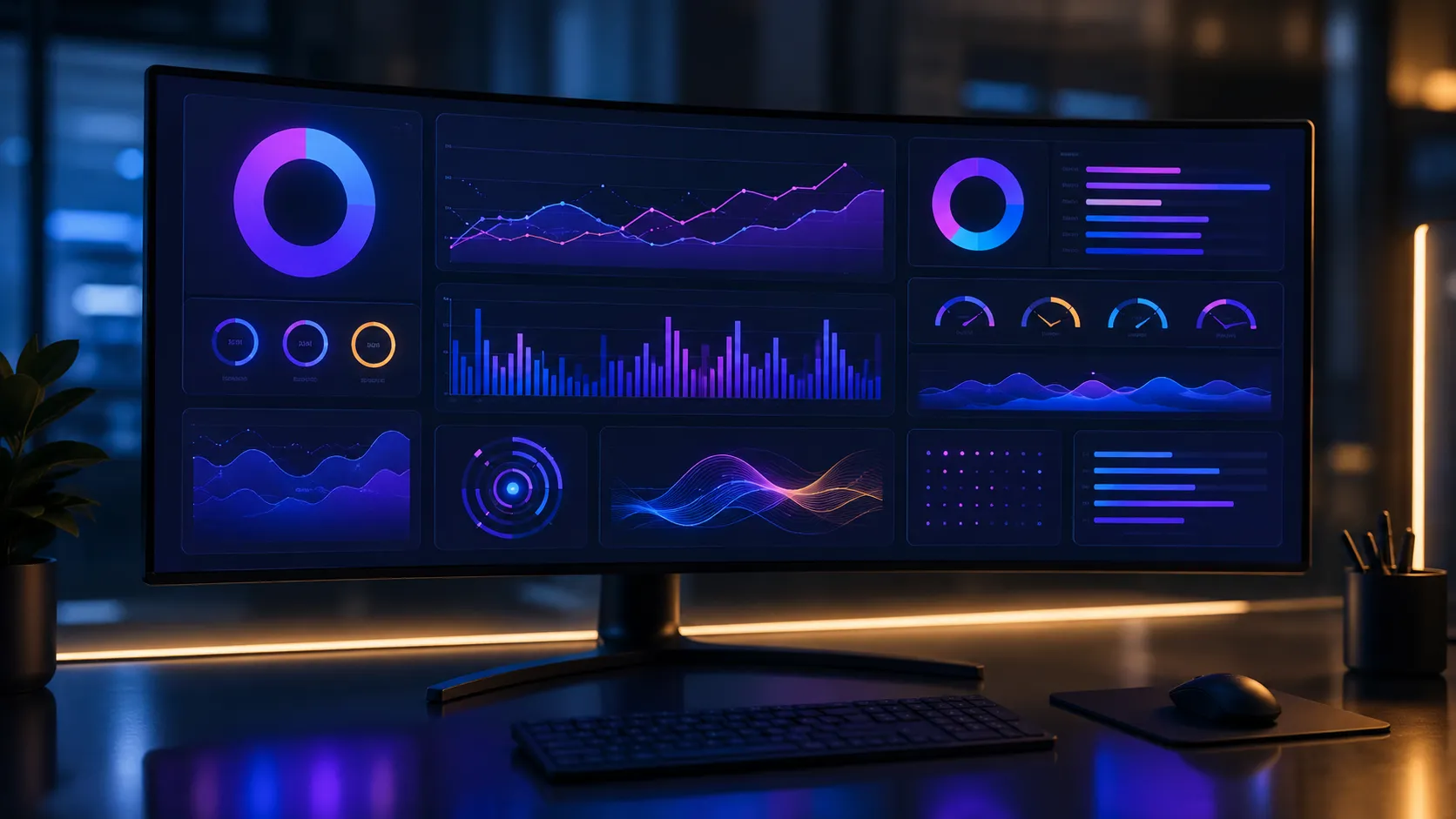 marketing-automation-efficiency-featured Glowing interconnected gears and light paths routing small task tokens automatically above a laptop