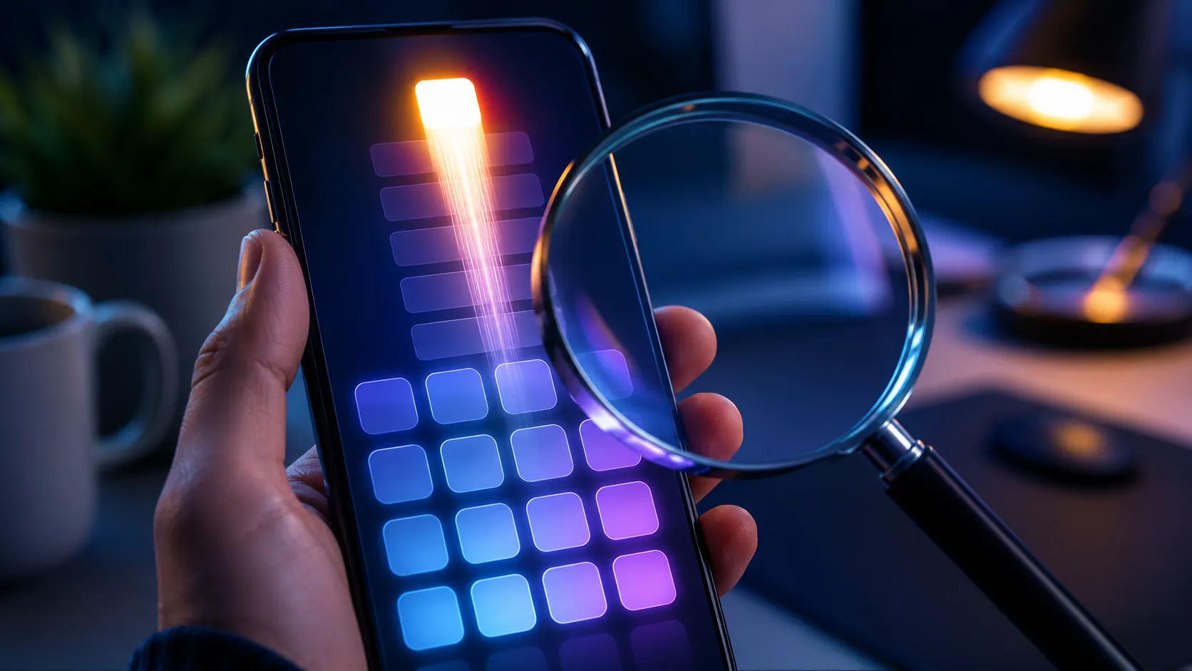 marketing-automation-efficiency-featured Glowing interconnected gears and light paths routing small task tokens automatically above a laptop