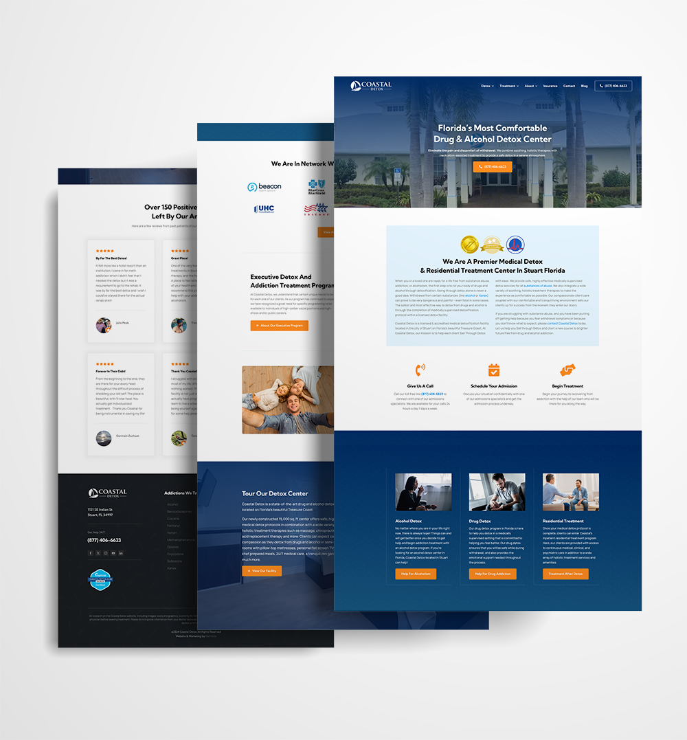Coastal Detox website homepage after the NetVisits redesign