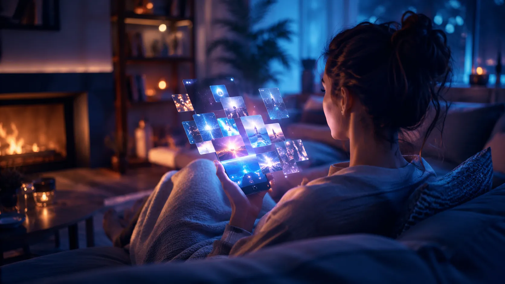 Glowing interconnected gears and light paths routing small task tokens automatically above a laptop
